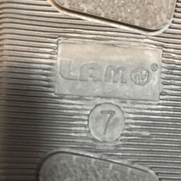 LAMO JUAREZ Sheepskin & Textile Fold Over Bootie Slippers Womens 7 Black/Brown - Picture 10 of 11